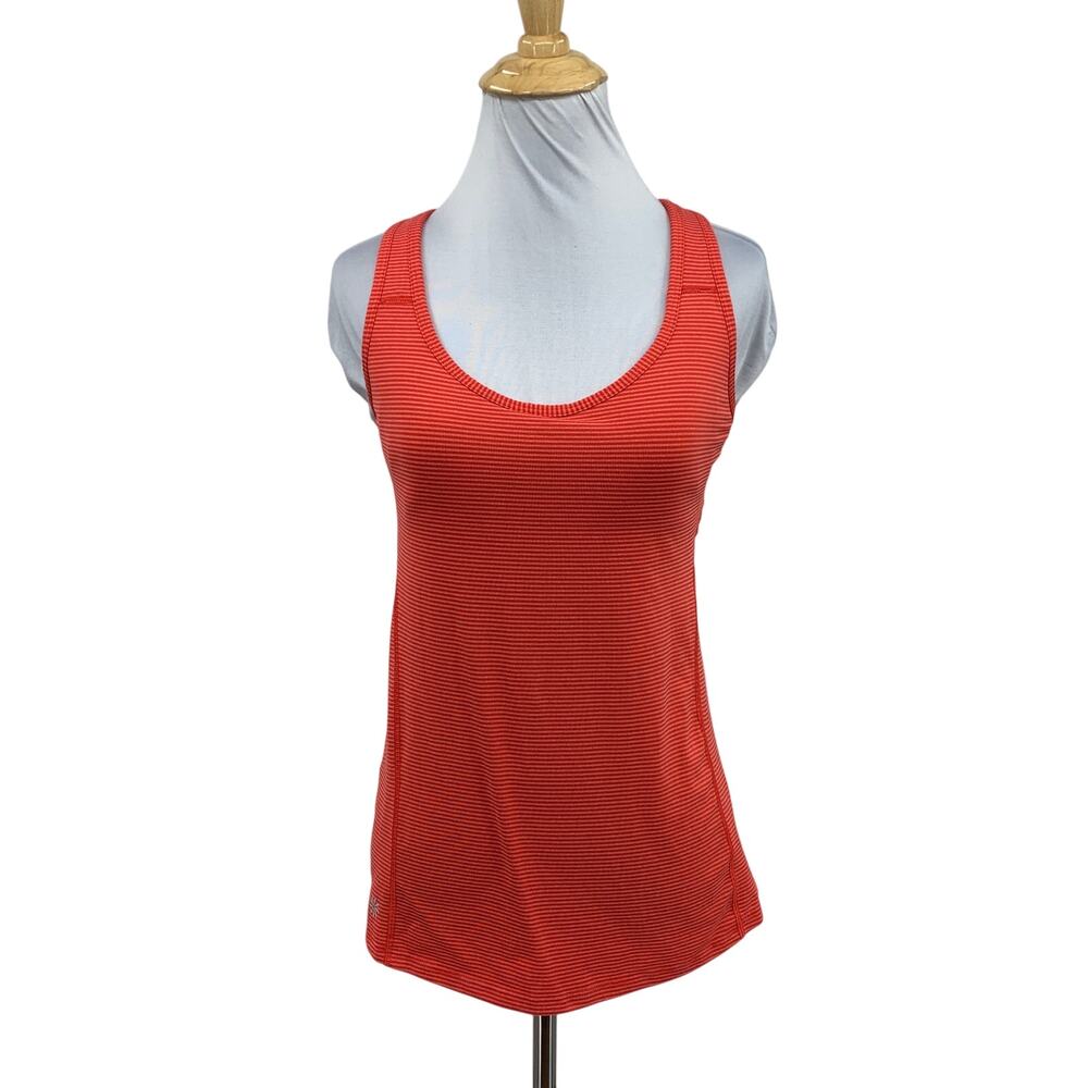 Athleta Tank Top Womens S Small Red Striped Crisscross Keyhole Back Shelf Bra